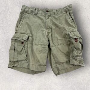 Polo Ralph Lauren Cargo Shorts Men's Size 35 Khaki Green‎ Baggy Casual Classic